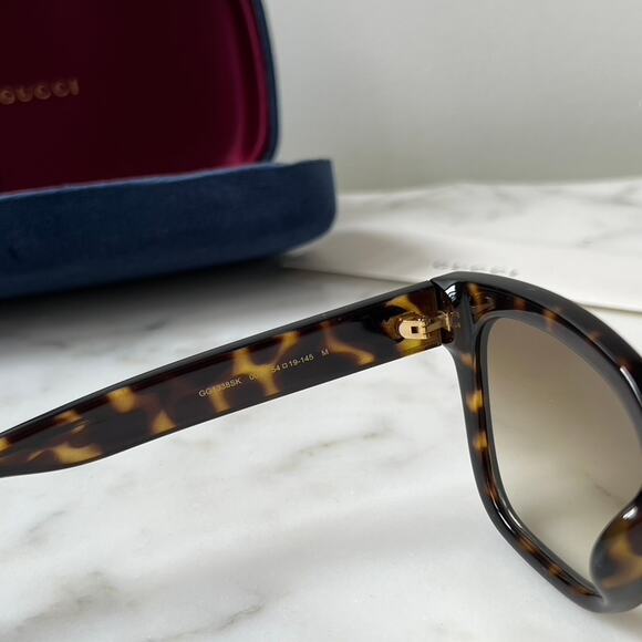 NEW Gucci GG1338S Havana Brown Square Sunglasses - Picture 8 of 9